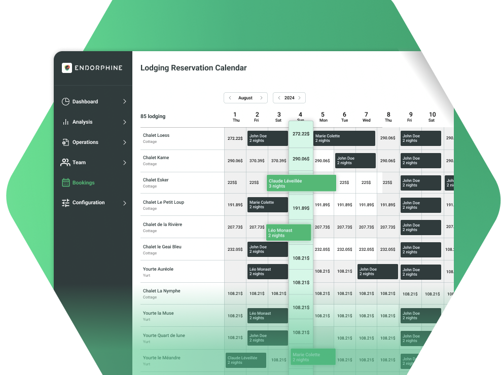 Accommodation reservation calendar